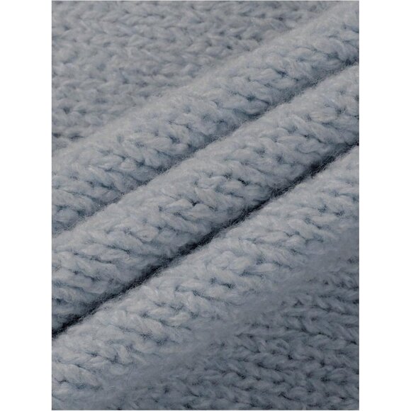 Women's Grey Oversized Stitching Long Sleeve Crew Neck Baggy Knit Sweaters - Picture 4 of 5